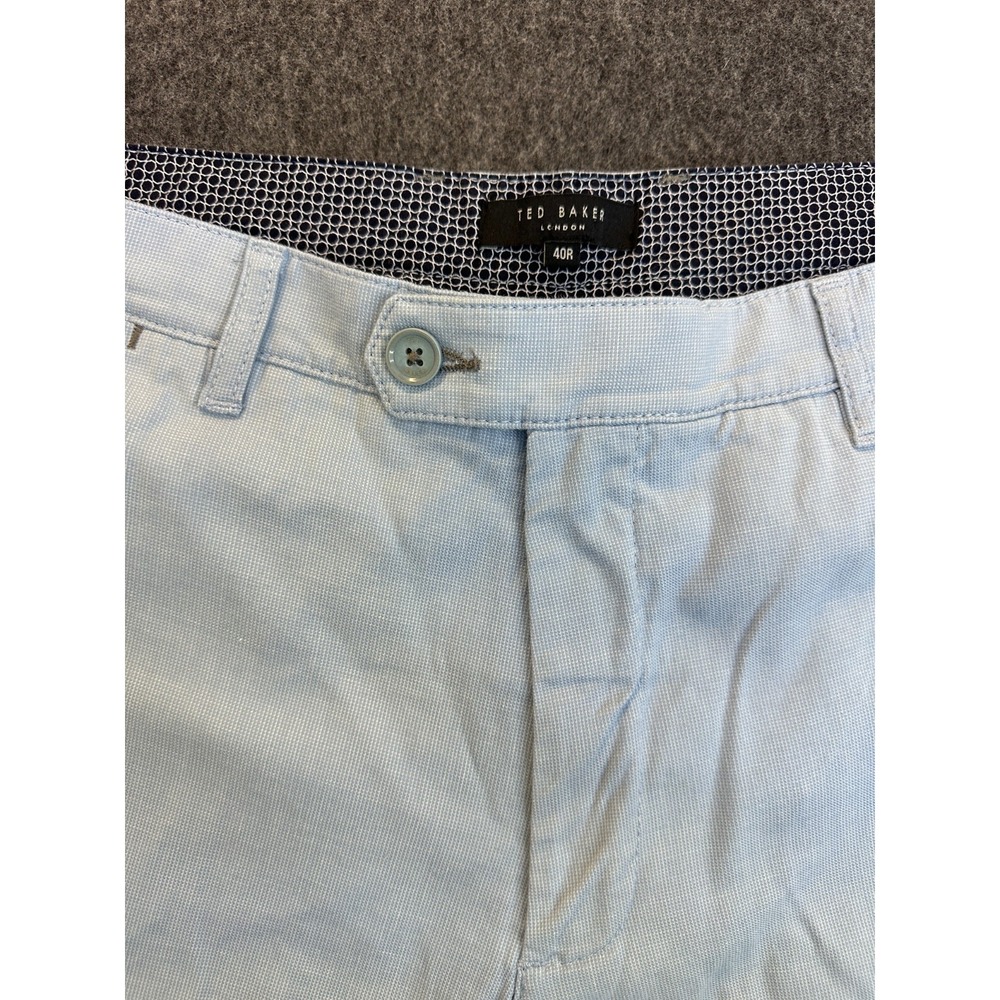 Ted Baker London Tailored Slim Fit Light Blue Micro-Check Shorts Men's Size 40 R - Picture 5 of 16